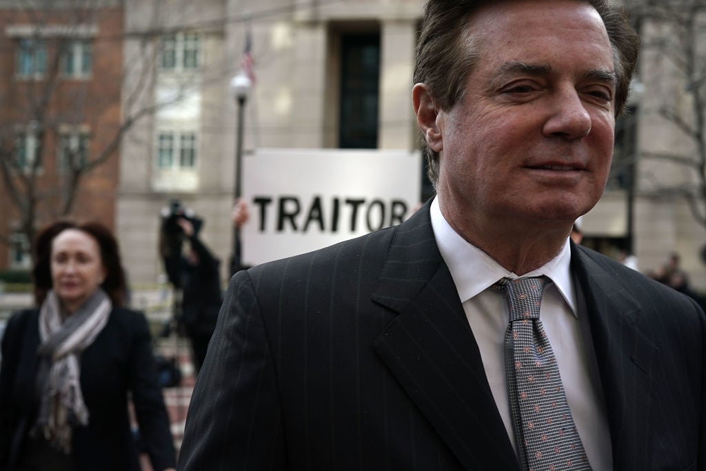 Paul Manafort leaves a federal courthouse in Alexandria, Virginia on March 8.