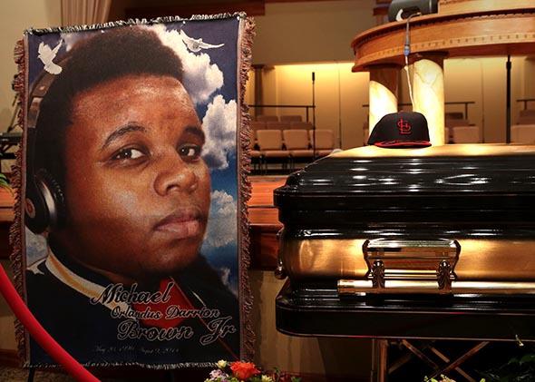 The casket of Michael Brown.