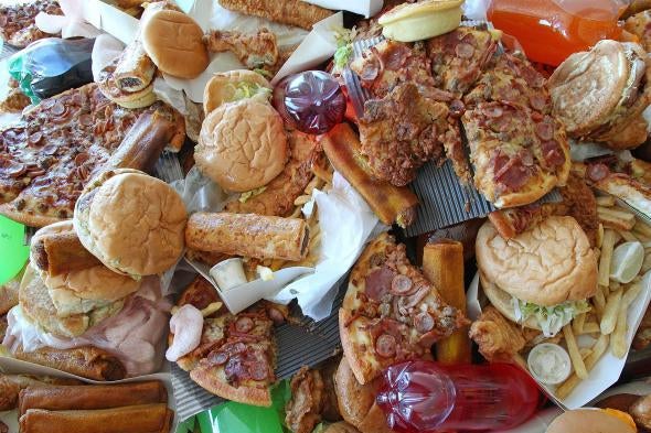 A pile of junk food