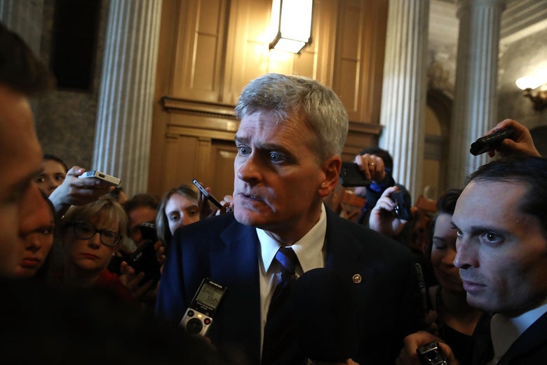 WASHINGTON, DC - JUNE 22:  Senator Bill Cassidy (R-LA) speaks to reporters after attending a closed meeting with Senate Republicans on Capitol Hill, on June 22, 2017 in Washington, DC. The meeting was held so Senate GOP lawmakers could get the first look at the health care bill intended to replace the Affordable Care Act.  (Photo by Mark Wilson/Getty Images)