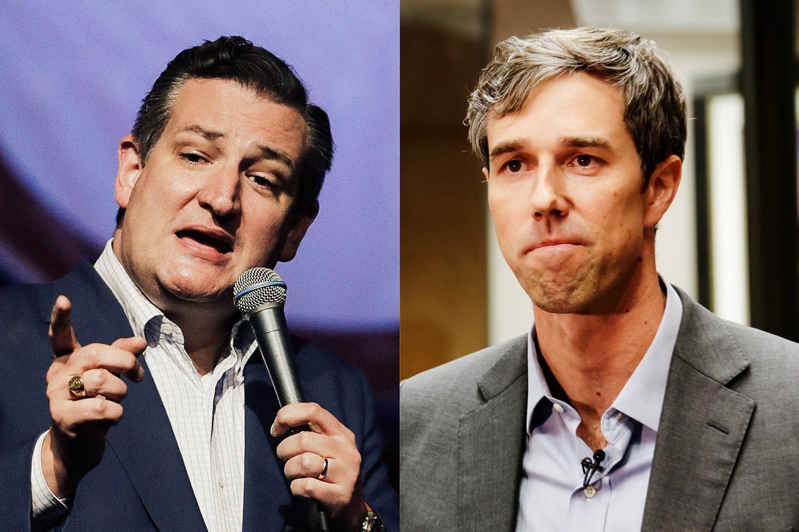 Side by side: Texas Sen. Ted Cruz and U.S. Representative Beto O'Rourke of Texas.