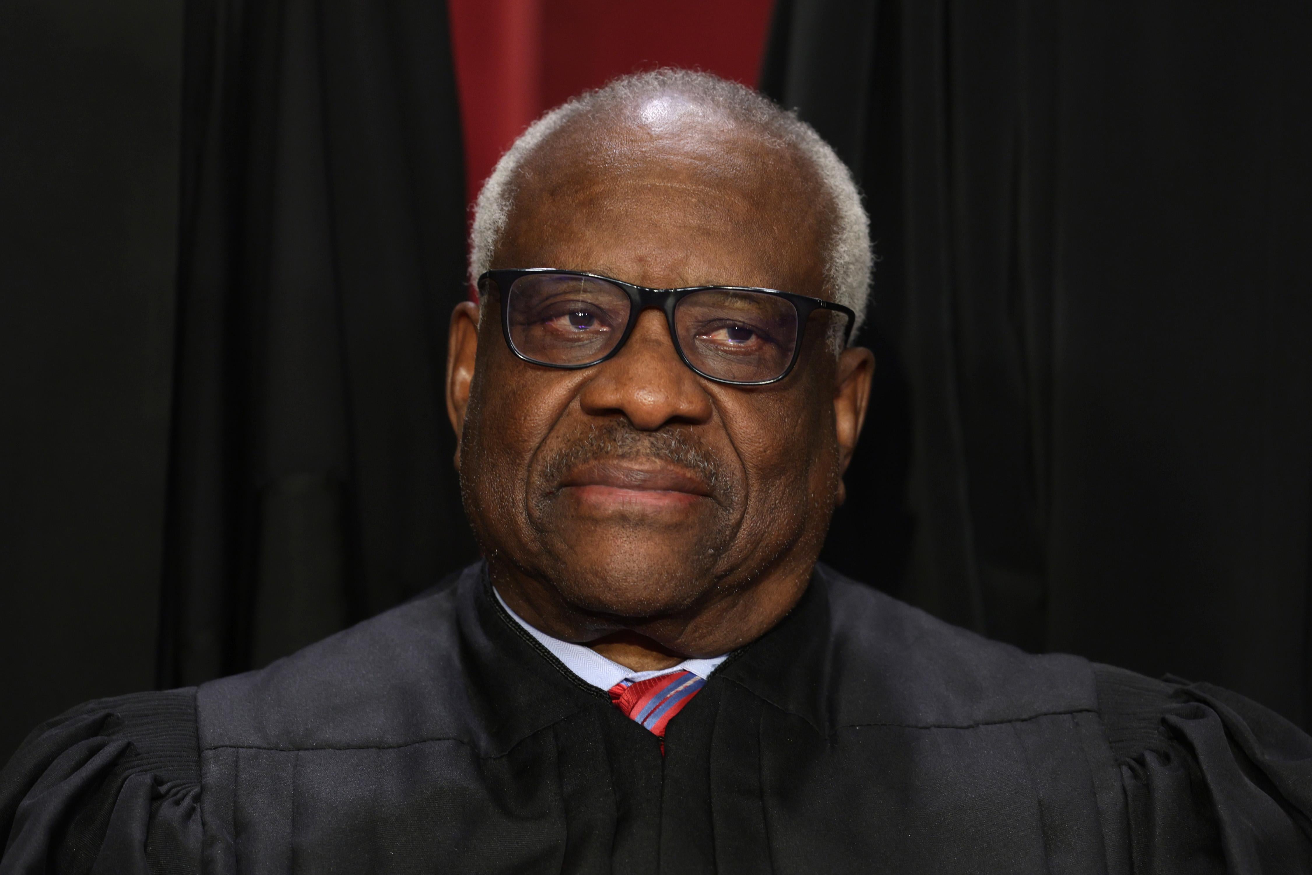 A headshot of Supreme Court Associate Justice Clarence Thomas