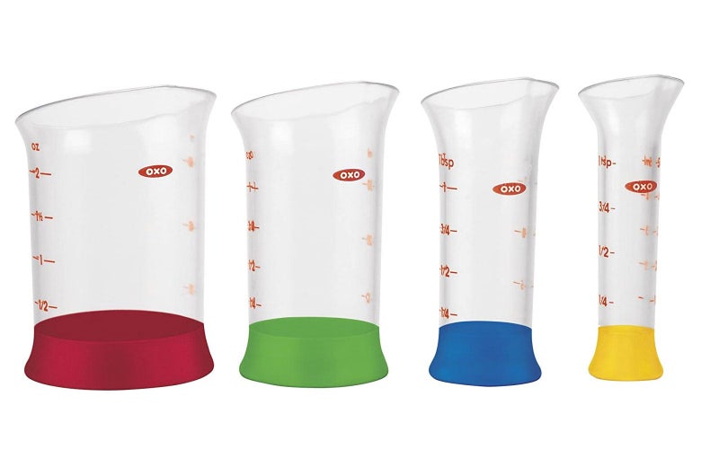 Set of four measuring beakers