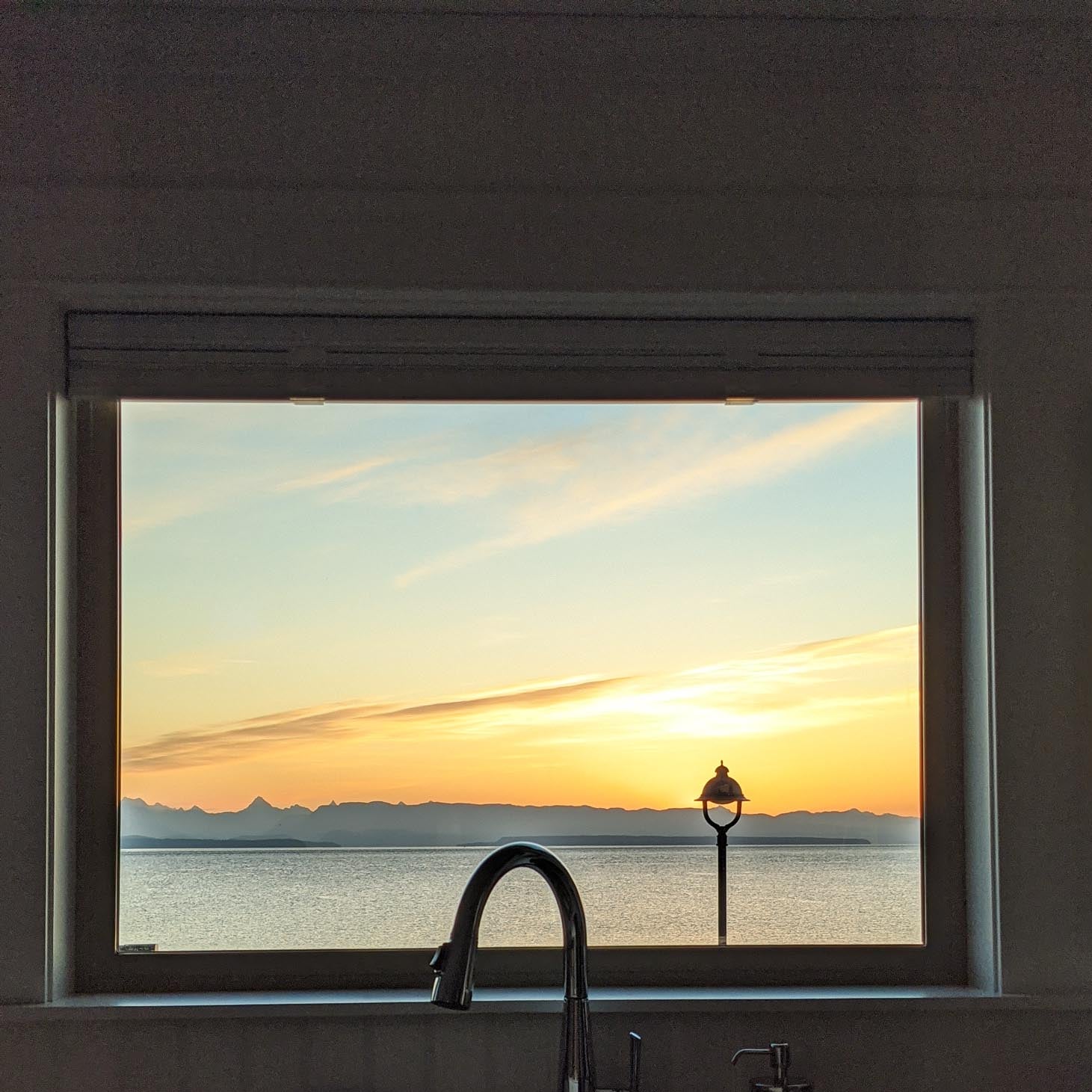 Golden sky seen from kitchen window.