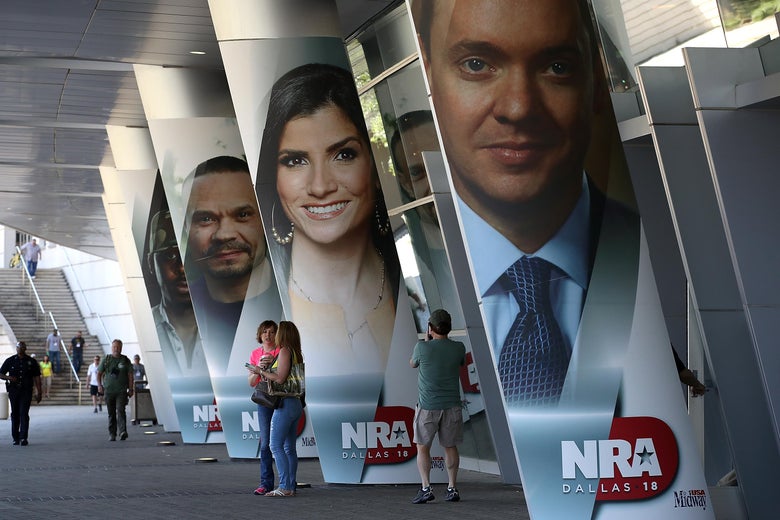 Attendees enter the NRA Annual Meeting & Exhibits at the Kay Bailey Hutchison Convention Center on May 5, 2018 in Dallas, Texas. 