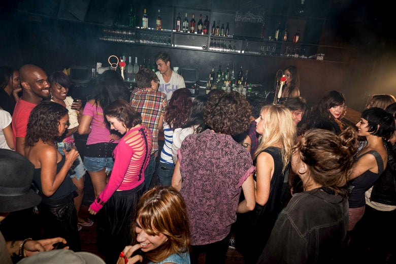 A crowded bar.