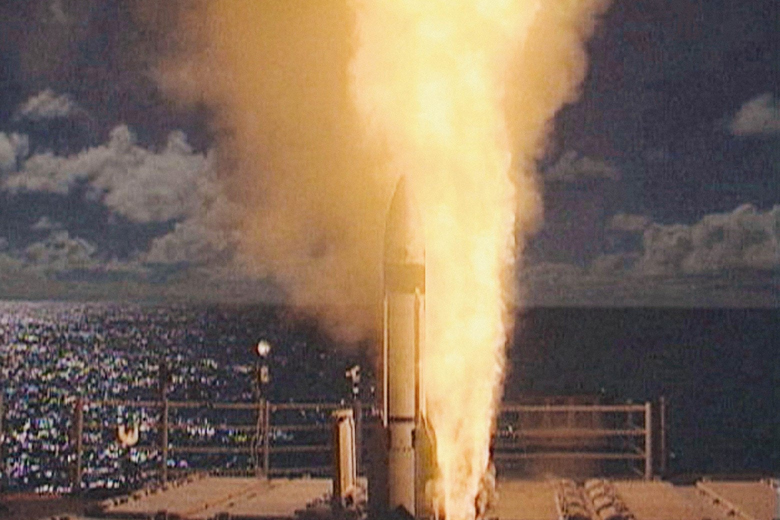 An SM-3 Aegis missile launches.
