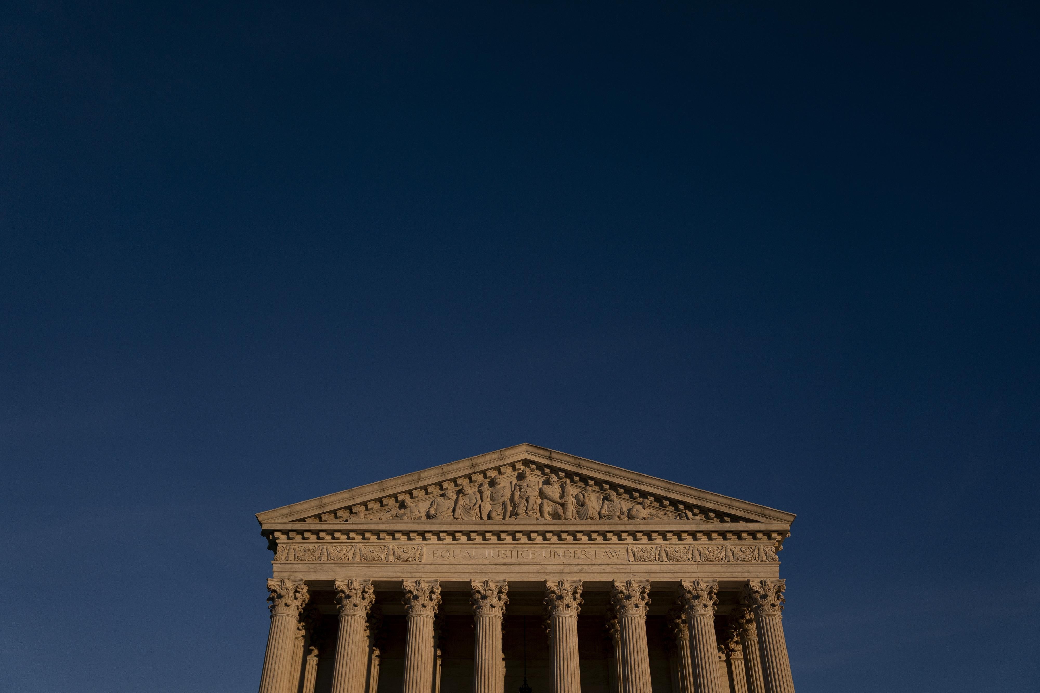 The Supreme Court at dusk.