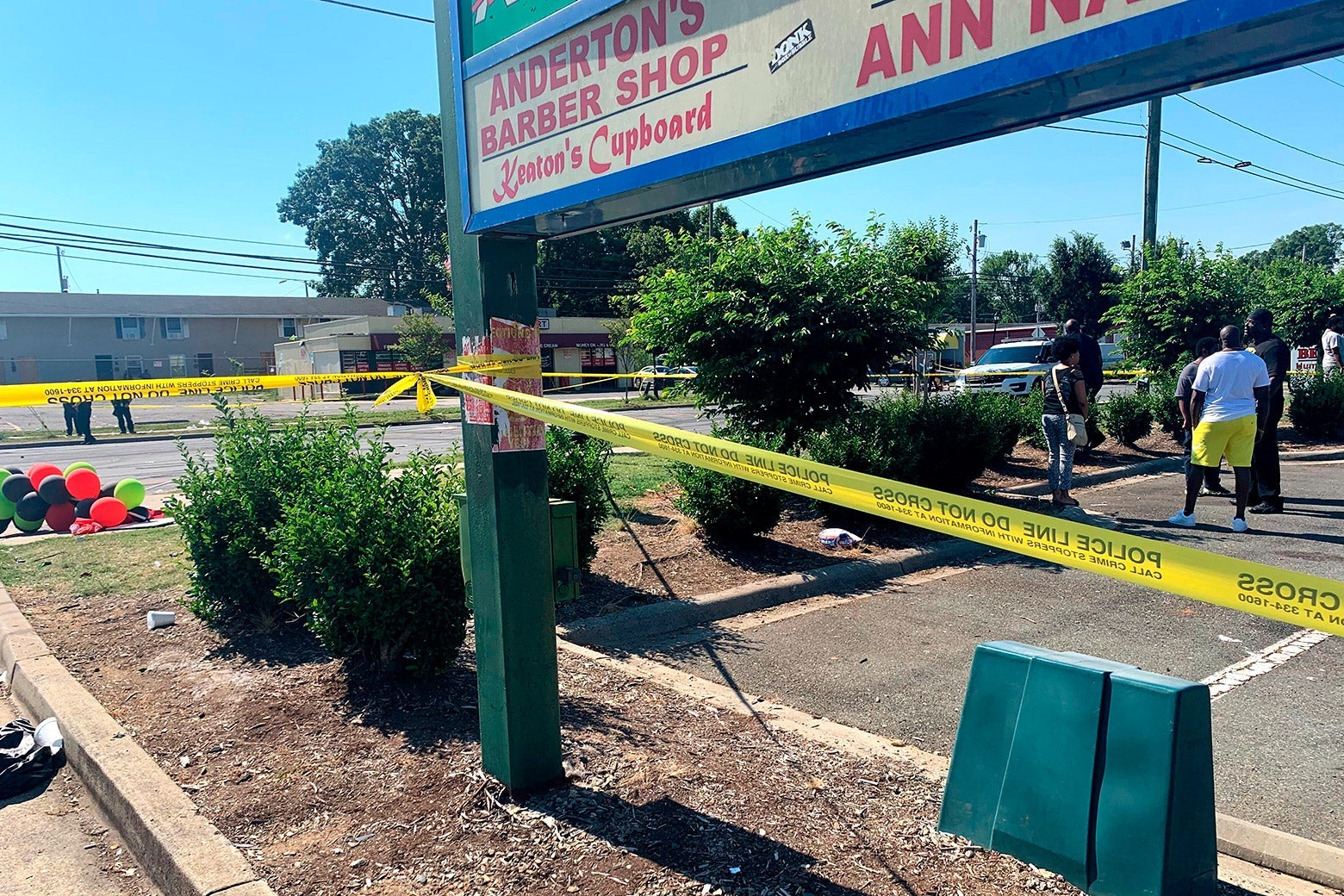 Police tape is seen near the scene of a shooting on June 22, 2020 in Charlotte, North Carolina, that resulted in two deaths and several more people wounded or injured.