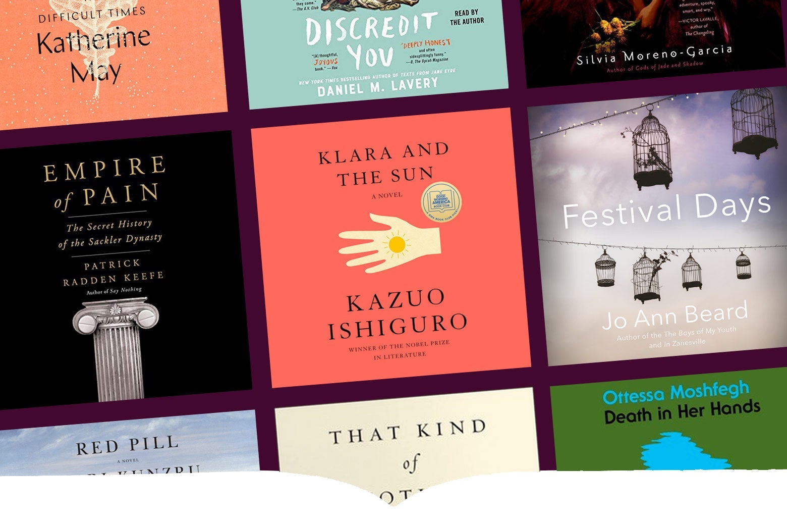 Covers of some of the audiobooks available from Slate.