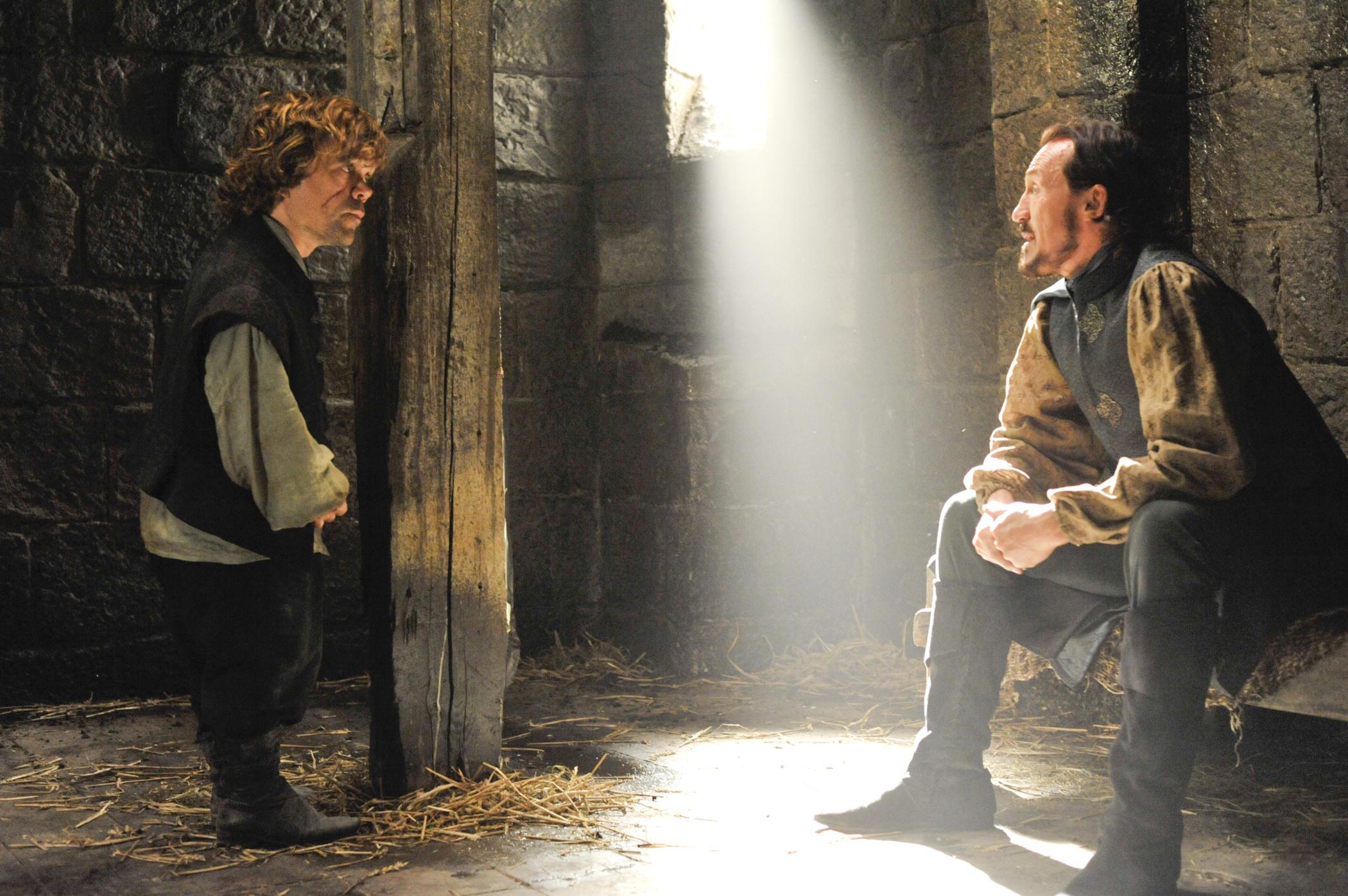 Tyrion Lannister (Peter Dinklage) and Bronn (Jerome Flynn) in Game of Thrones.
