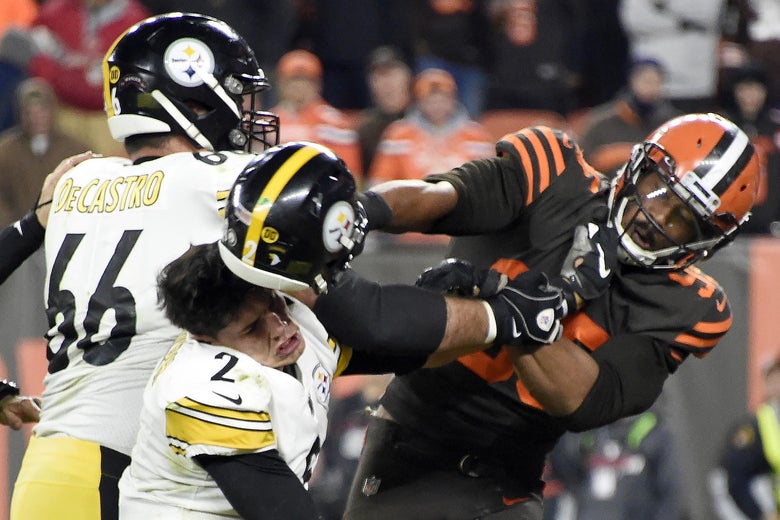 Myles Garrett's helmet beating of Mason Rudolph on Thursday Night Football  made it easy for the NFL to suspend him.