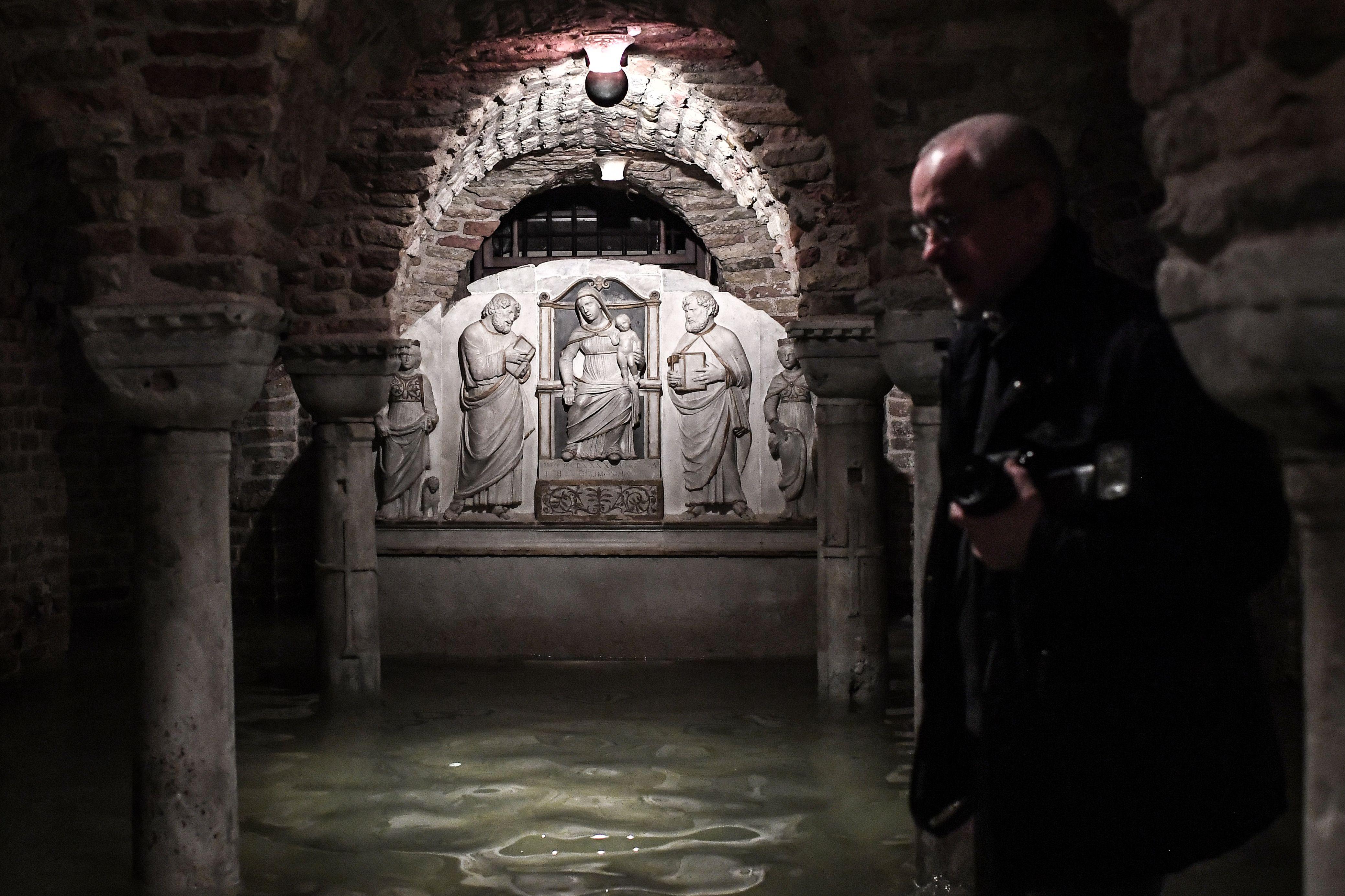 The flooded crypt of St. Mark's Basilica