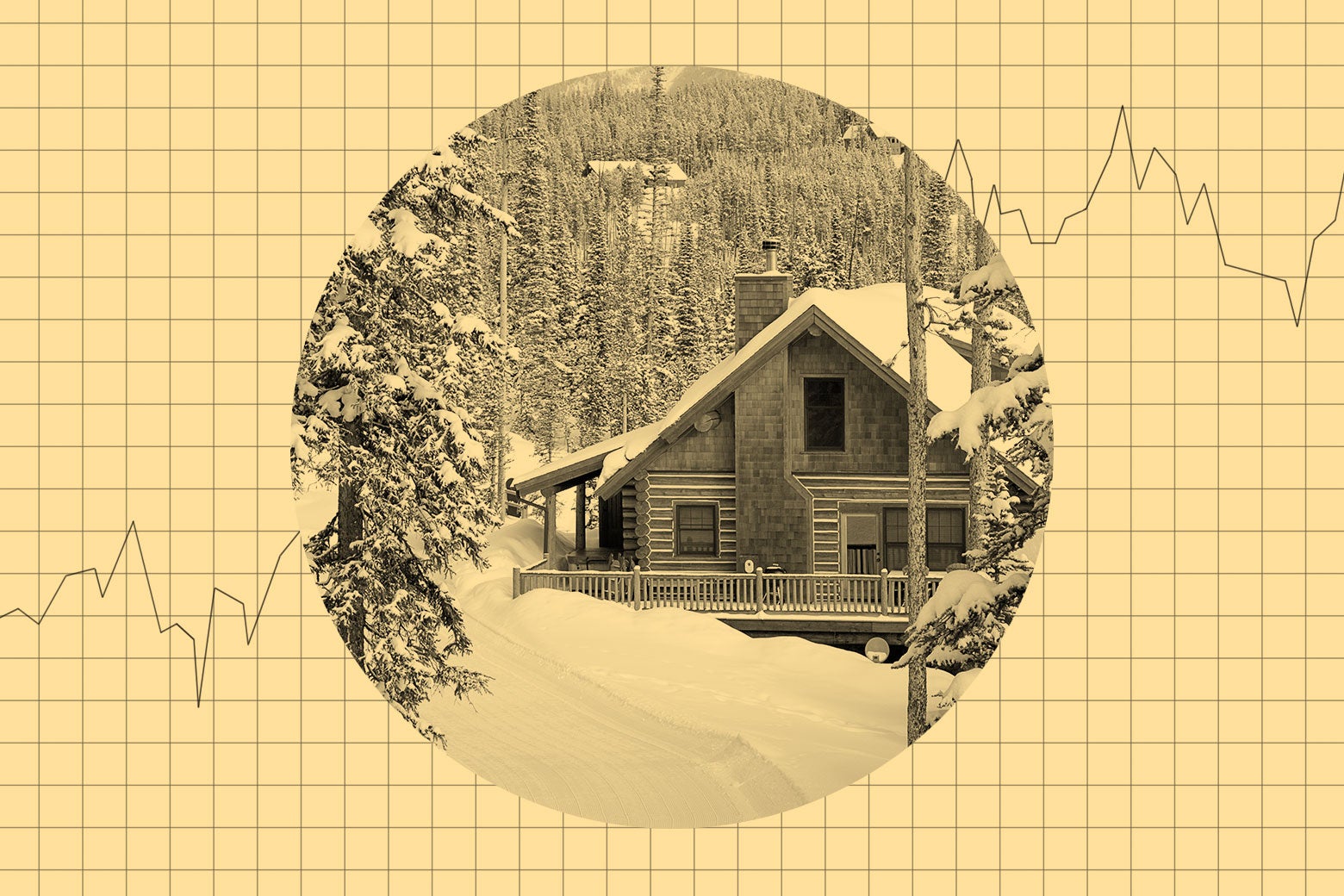 A cabin covered in snow.