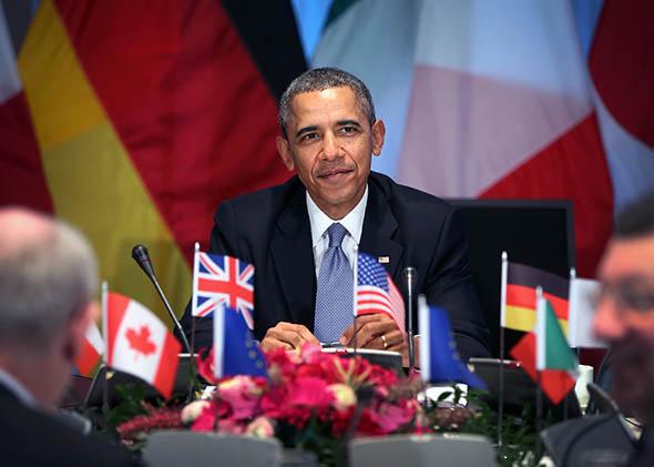 President Obama hosts a meeting of G7 leaders on March 24, 2014 in The Hague, Netherlands.