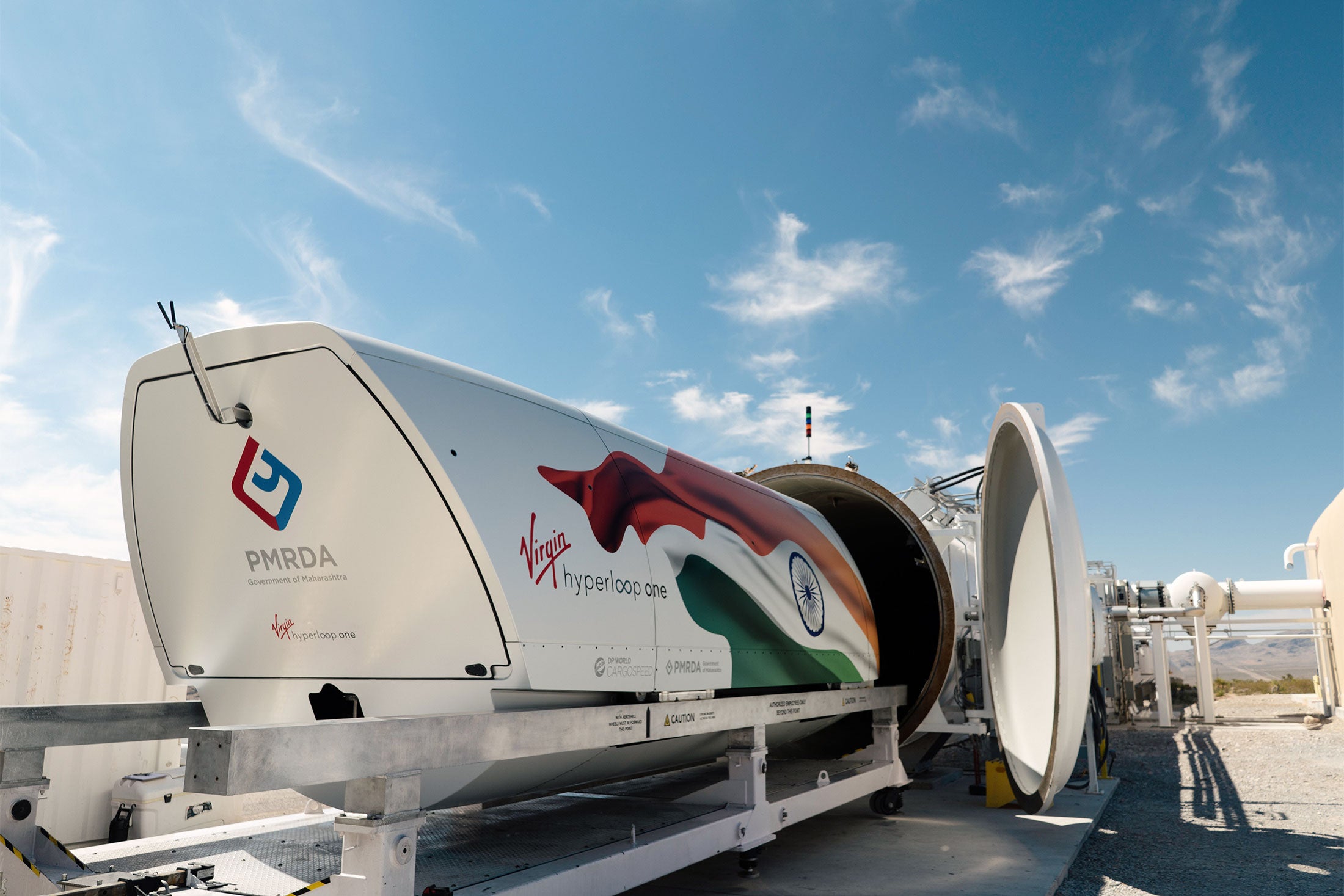 A pod from Virgin Hyperloop One.
