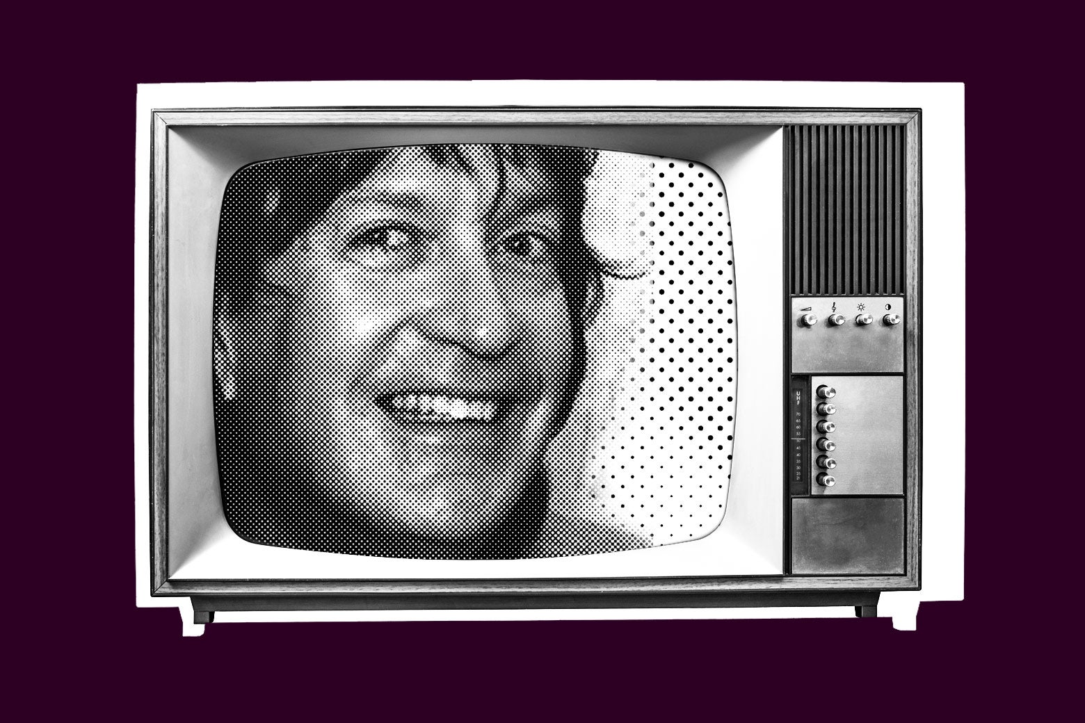 Photo illustration of Dick Richards' face on an old TV.
