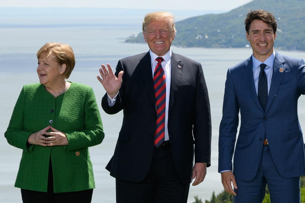 Angela Merkel, Donald Trump, and Justin Trudeau