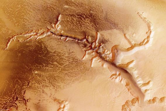  The Echus Chasma, one of the largest water source regions on Mars