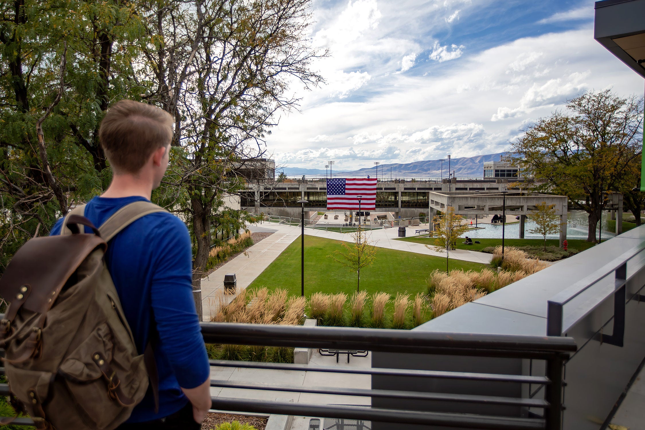 The fenced-off amphitheater is seen from a distance.