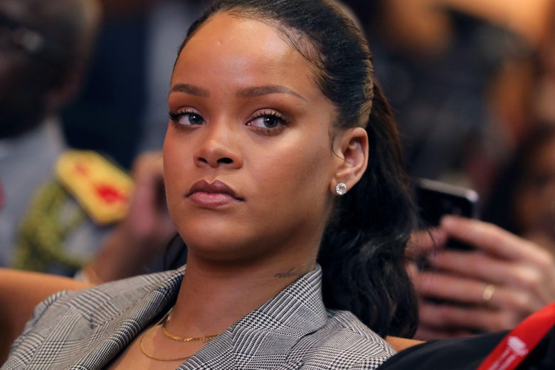 An ad that ran on Snapchat asked users whether they'd rather "slap Rihanna" or "punch Chris Brown," a reference to Brown's 2009 assault of his then-girlfriend Rihanna.