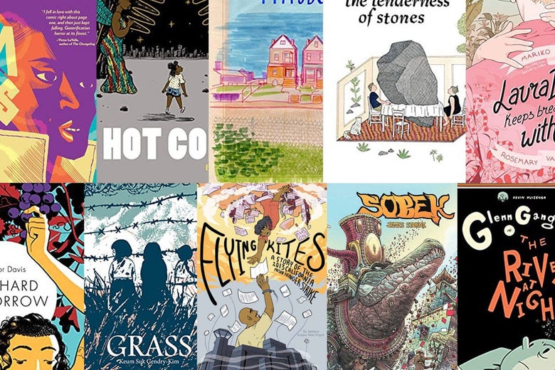 The 10 covers of the 10 nominated books.