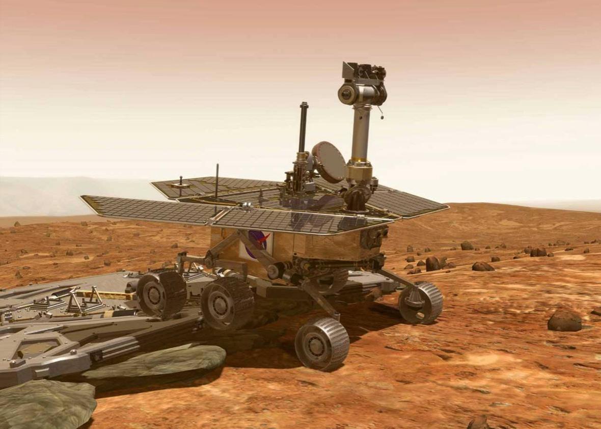 NASA artwork of Rover leaving lander