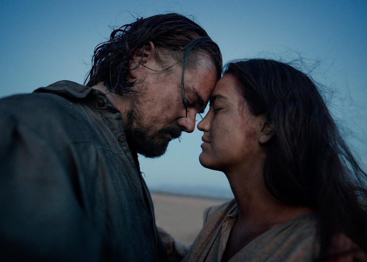 Leonardo DiCaprio and Grace Dove in The Revenant.