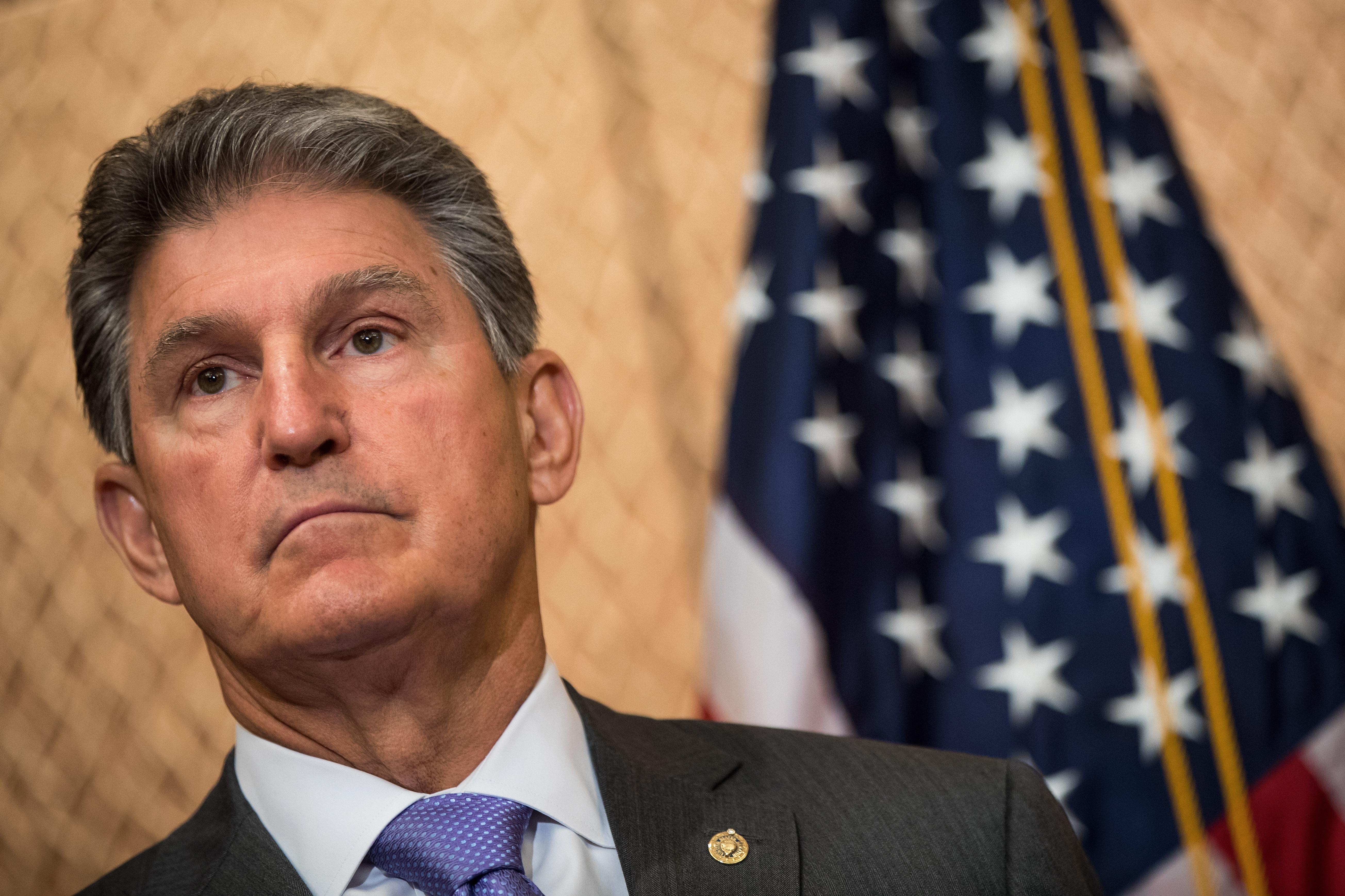 WASHINGTON, DC - JUNE 27:  U.S. Sen. Joe Manchin (D-WV) looks on during a news conference to discuss the national opioid crisis, on Capitol Hill June 27, 2017 in Washington, DC. The Democratic senators discussed the opioid issue and how it relates to the Senate health care bill being considered.  (Photo by Drew Angerer/Getty Images)