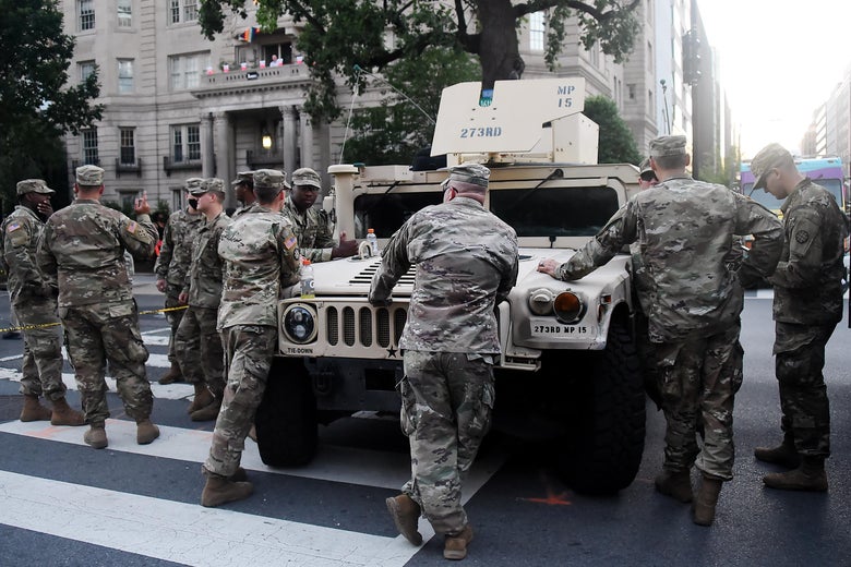 Members of the National Guard stationed near the White House