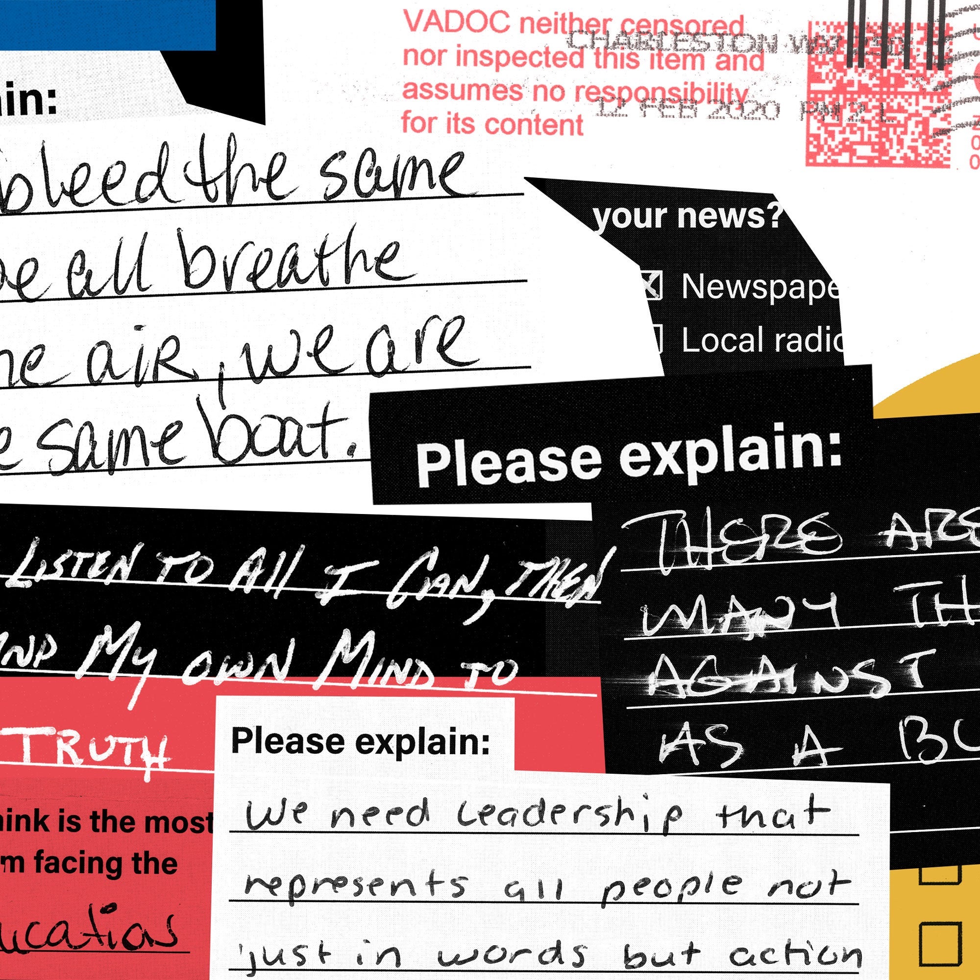 Handwritten responses in a collage.