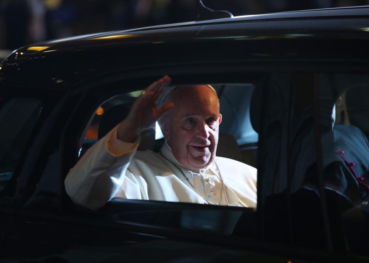 Pope Francis departs from St. Patrick's Cathedral in New York, New York Thursday September 24, 2015. 