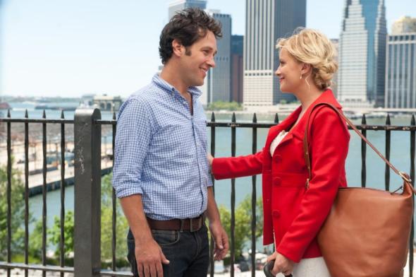 Joel (Paul Rudd), Molly (Amy Poehler), and New York City (Itself) in They Came Together.