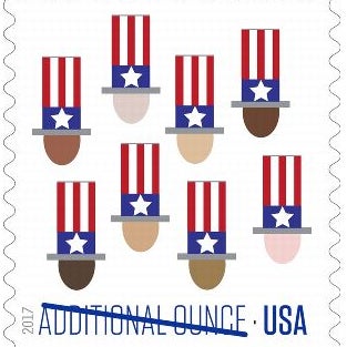 Stamp with Uncle Sam's hat. 