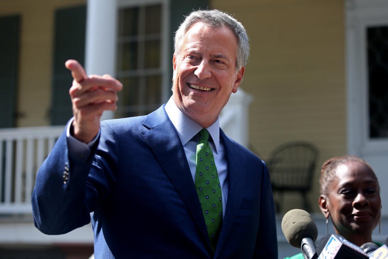 NEW YORK, NY - SEPTEMBER 20: New York City Mayor Bill de Blasio speaks during a press conference held in front of Gracie Mansion on September 20, 2019 in New York City. De Blasio, standing alongside his wife Chirlane McCray, announced his decision to drop out of the 2020 U.S. presidential race. (Photo by Yana Paskova/Getty Images)