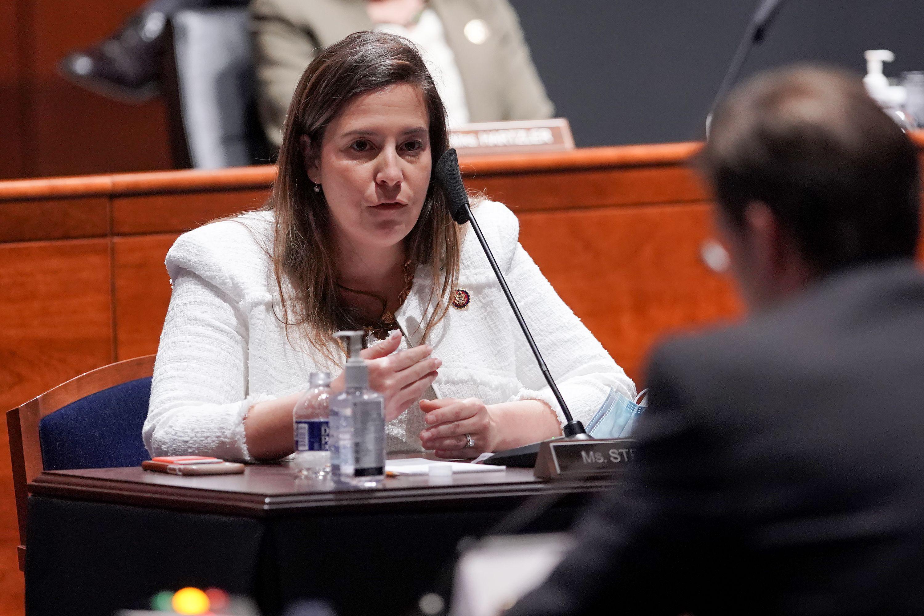 Rep. Elise Stefanik (R-NY) questions Secretary of Defense Mark Esper during a House Armed Services Committee hearing July 9, 2020 in Washington, D.C.