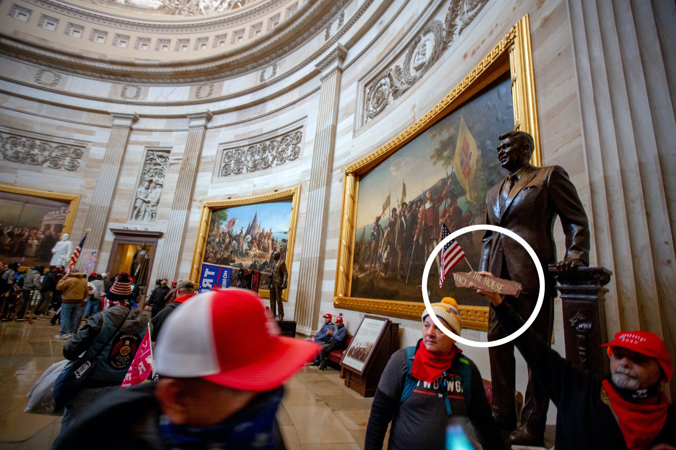 The author's photo, which appears to include a looted nameplate for Speaker Nancy Pelosi.