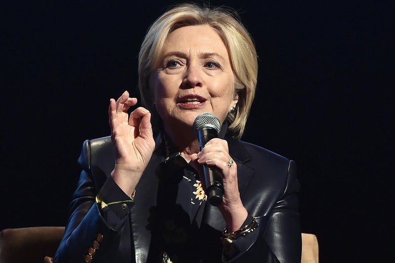 Hillary Clinton speaks onstage at LA Promise Fund's 'Girls Build Leadership Summit' at Los Angeles Convention Center on December 15, 2017 in Los Angeles, California.  (Photo by Alberto E. Rodriguez/Getty Images)