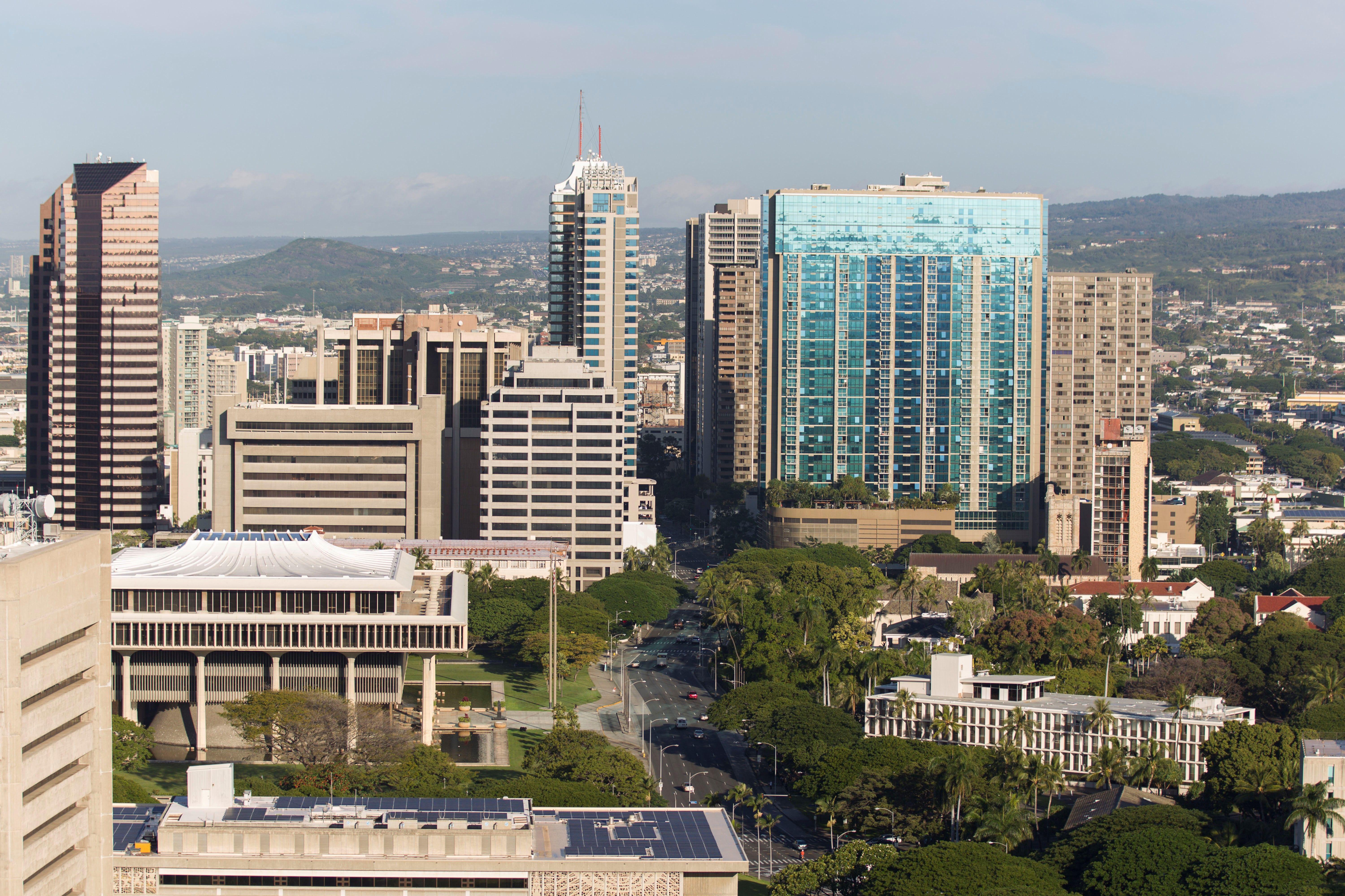 A morning view of the city of Honolulu, Hawaii is seen on January 13, 2018. 