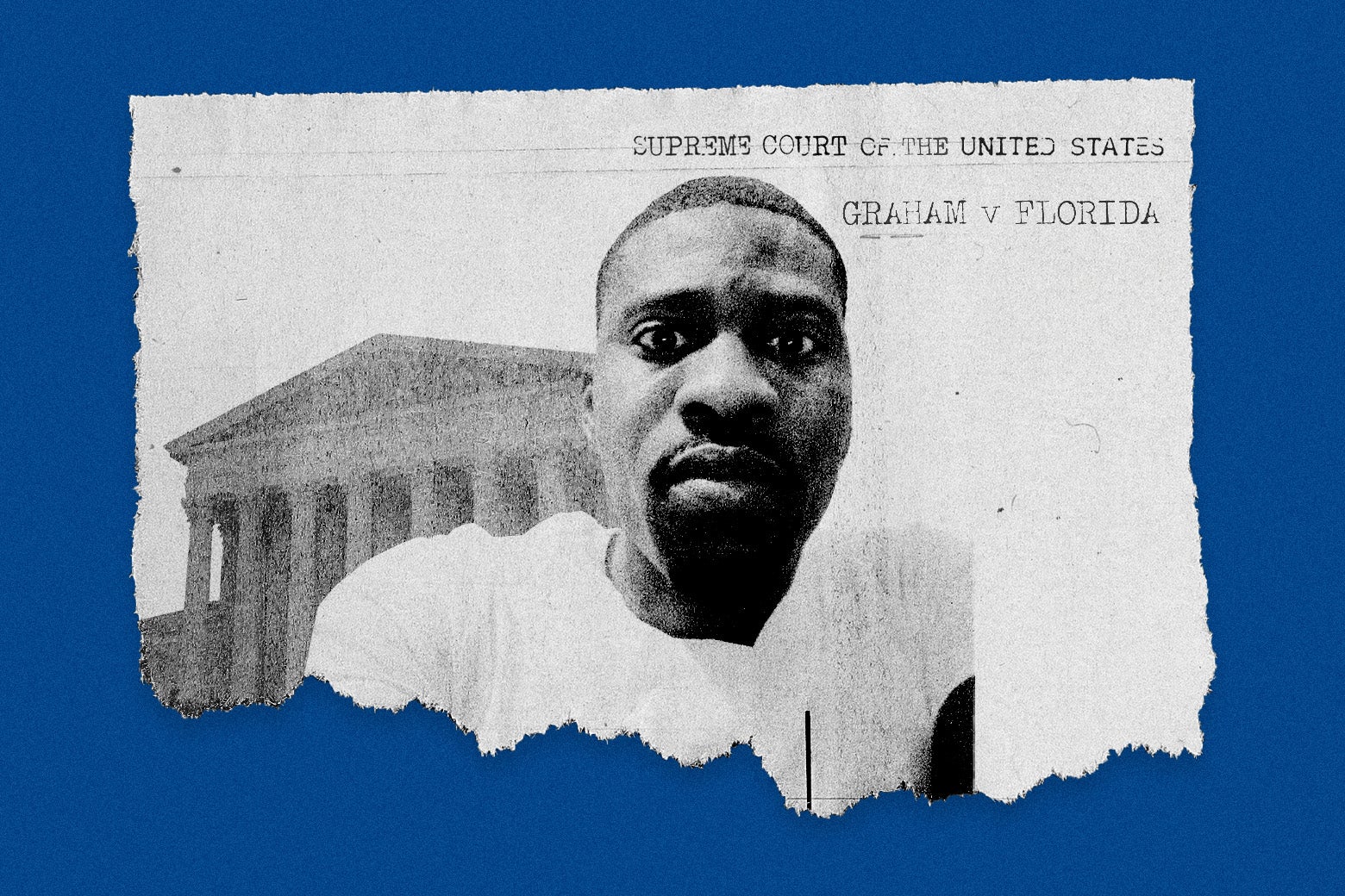 Terrence Graham in a T-shirt with the Supreme Court building behind him and the text "GRAHAM V. FLORIDA."