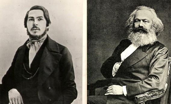 Friederich Engels and Karl Marx.