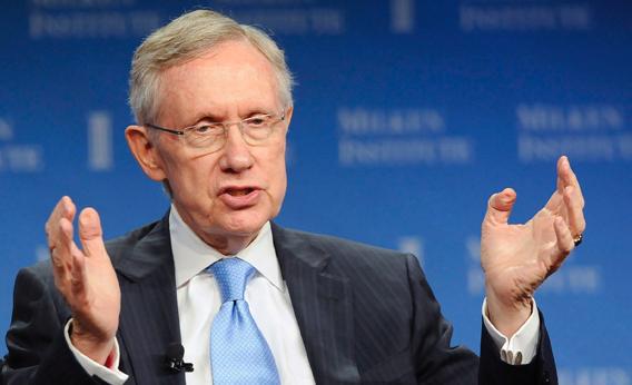 U.S. Senate Majority Leader Harry Reid takes part in a panel discussion titled "The Awesome Responsibility of Leadership" at the Milken Institute Global Conference in Beverly Hills, California April 29, 2013.