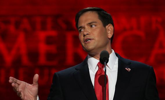 U.S. Senator Marco Rubio (FL) speaks during the final day of the Republican National Convention.