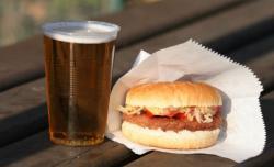 A burger and beer. 