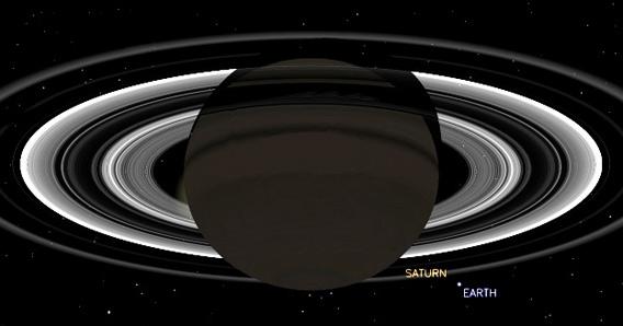 Illustration of Cassini's view of Saturn during the planned observations.