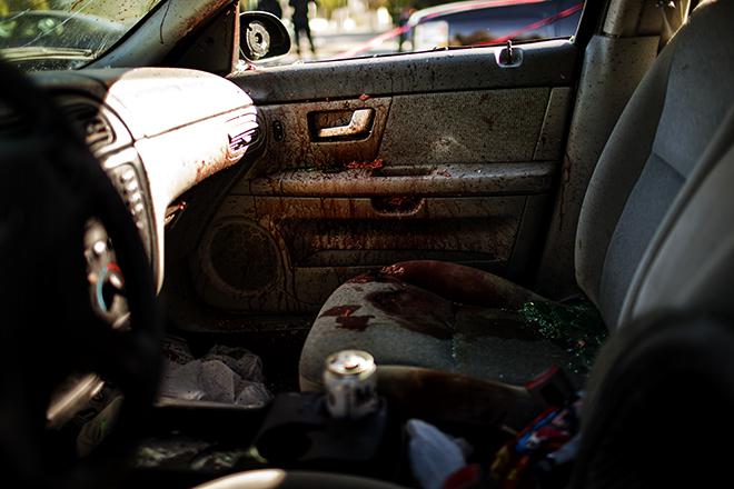 The place of death of three plainclothes police officers in Ciudad Juarez, Mexico 2010