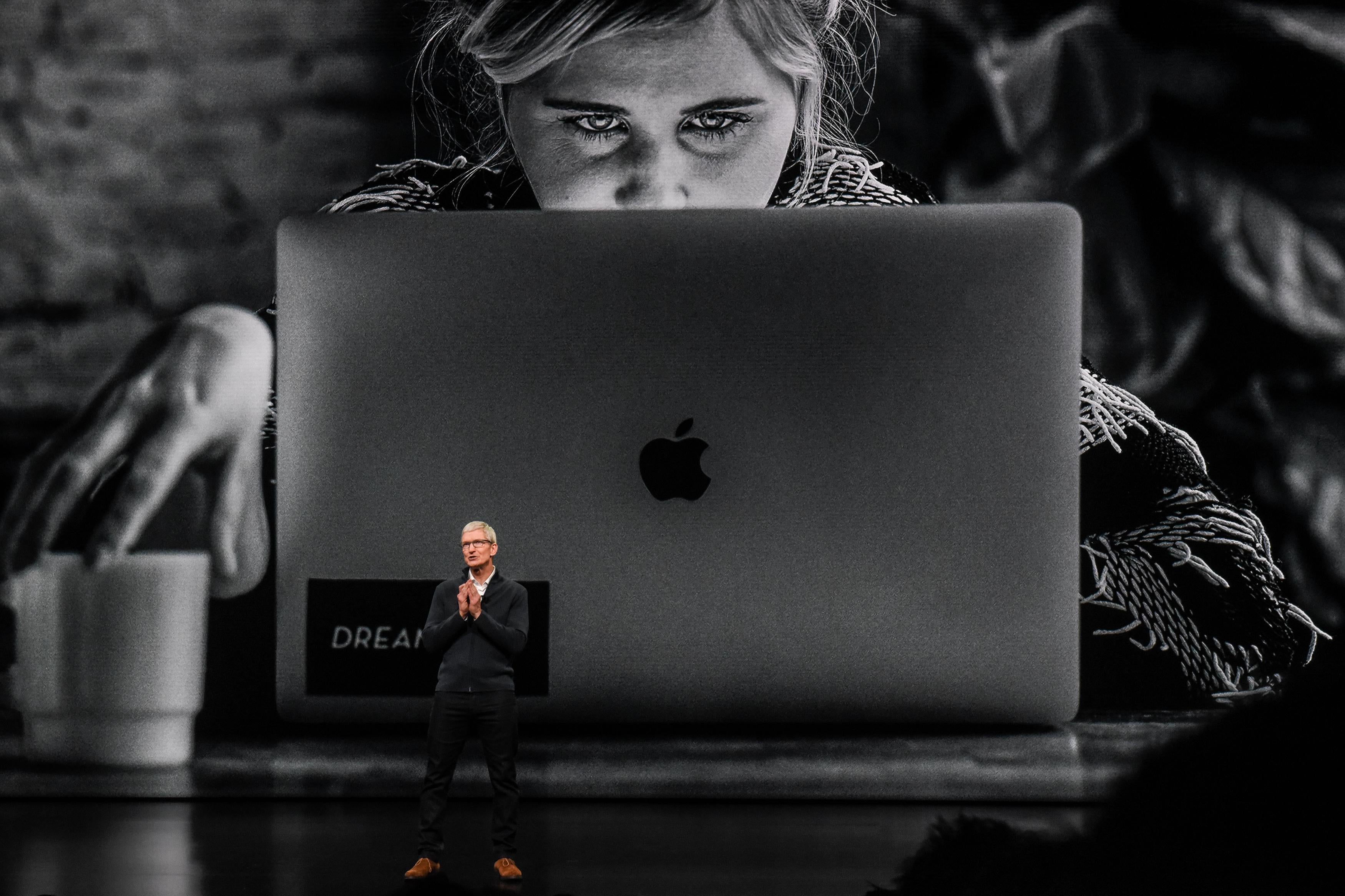 Tim Cook unveils the MacBook Air at an event in New York City.