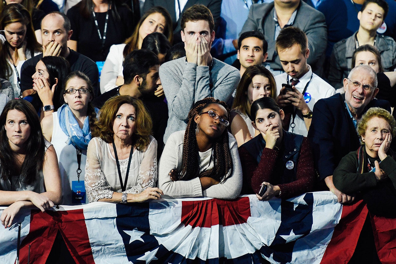 Distraught Hillary Clinton supporters.