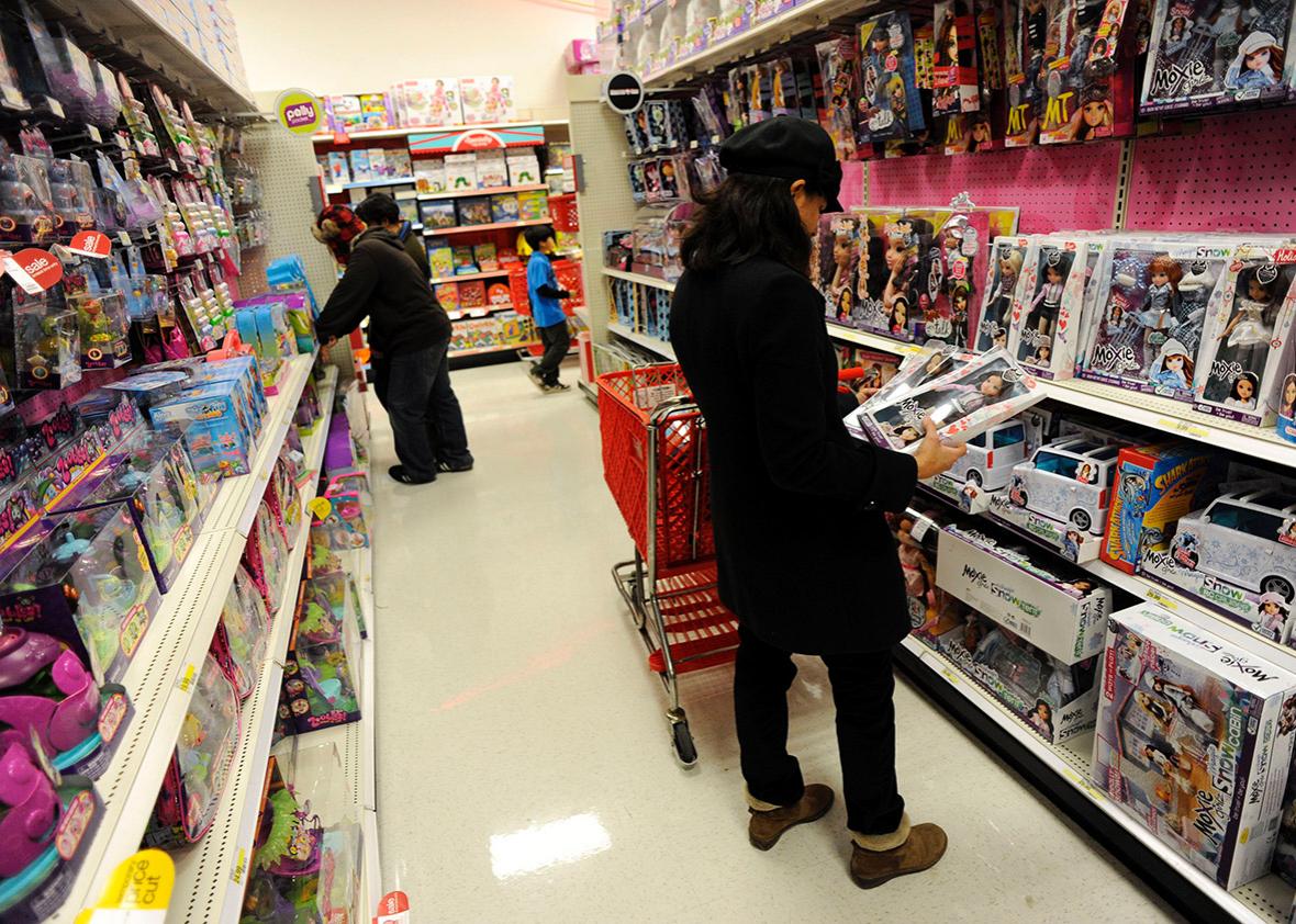 Holiday shoppers in the toy isle at the Super Target store.