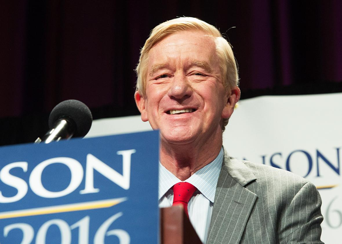 Libertarian vice-presidential candidate William Weld speaks at a rally Saturday, September 10, 2016 in New York. 